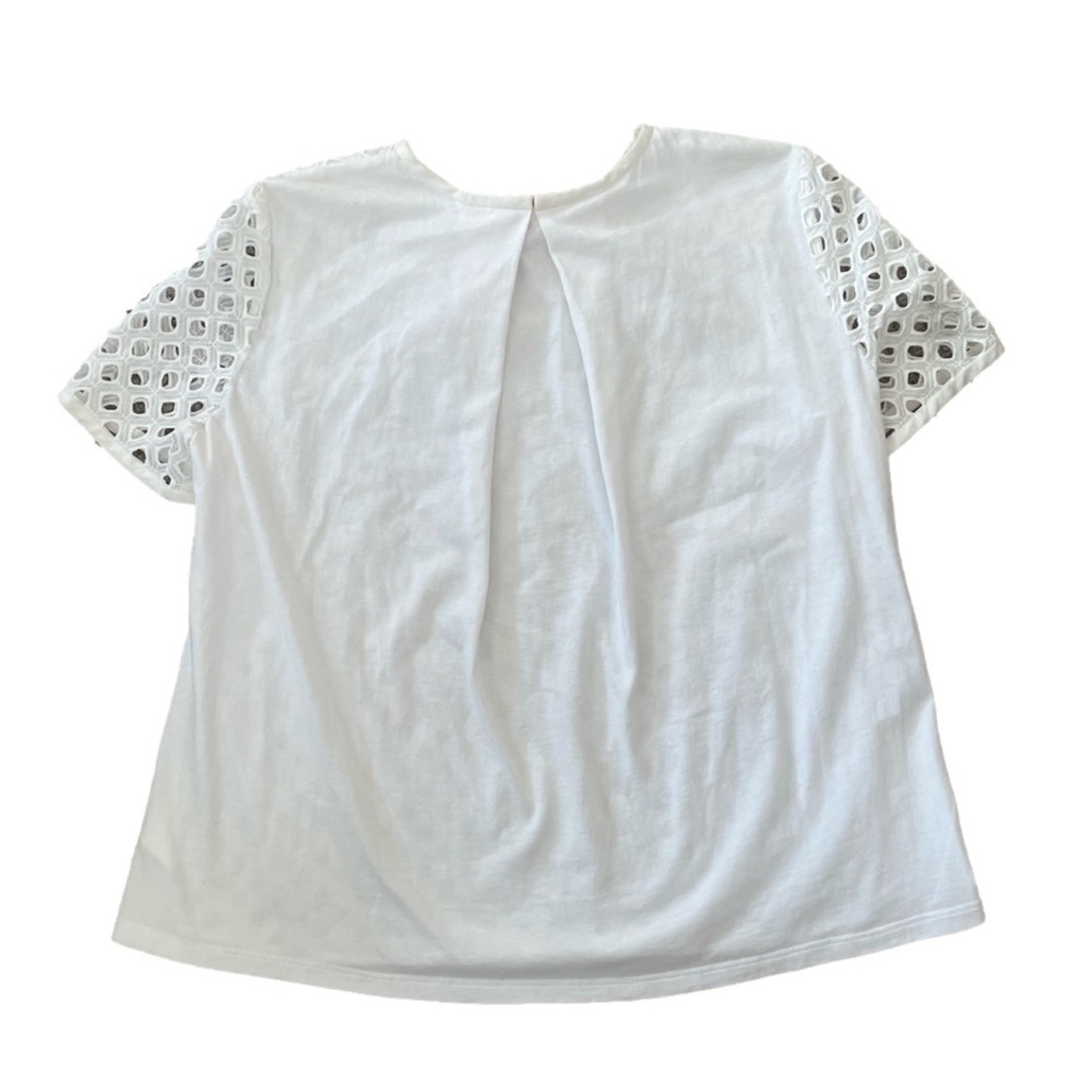 Tory Burch White Hermosa Eyelet Short Sleeve Tee Shirt, 2 - Picture 3 of 8